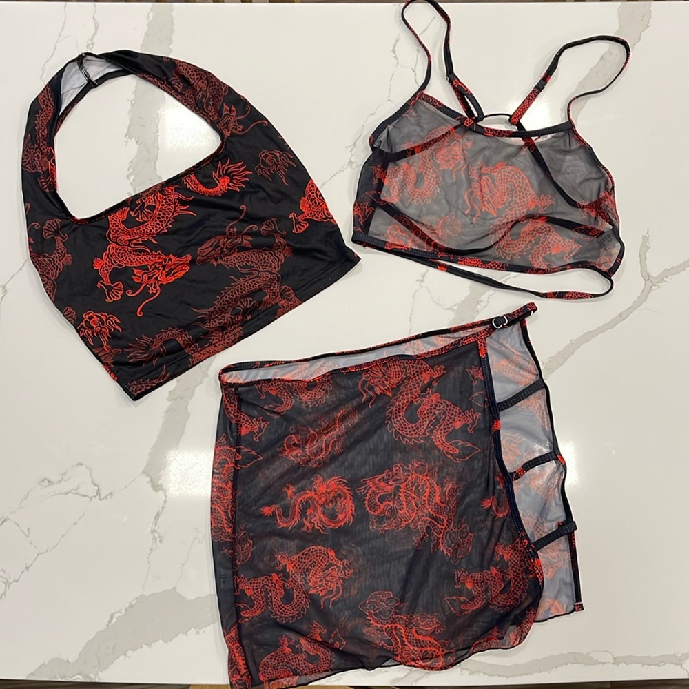 Cute black and red dragon outfit